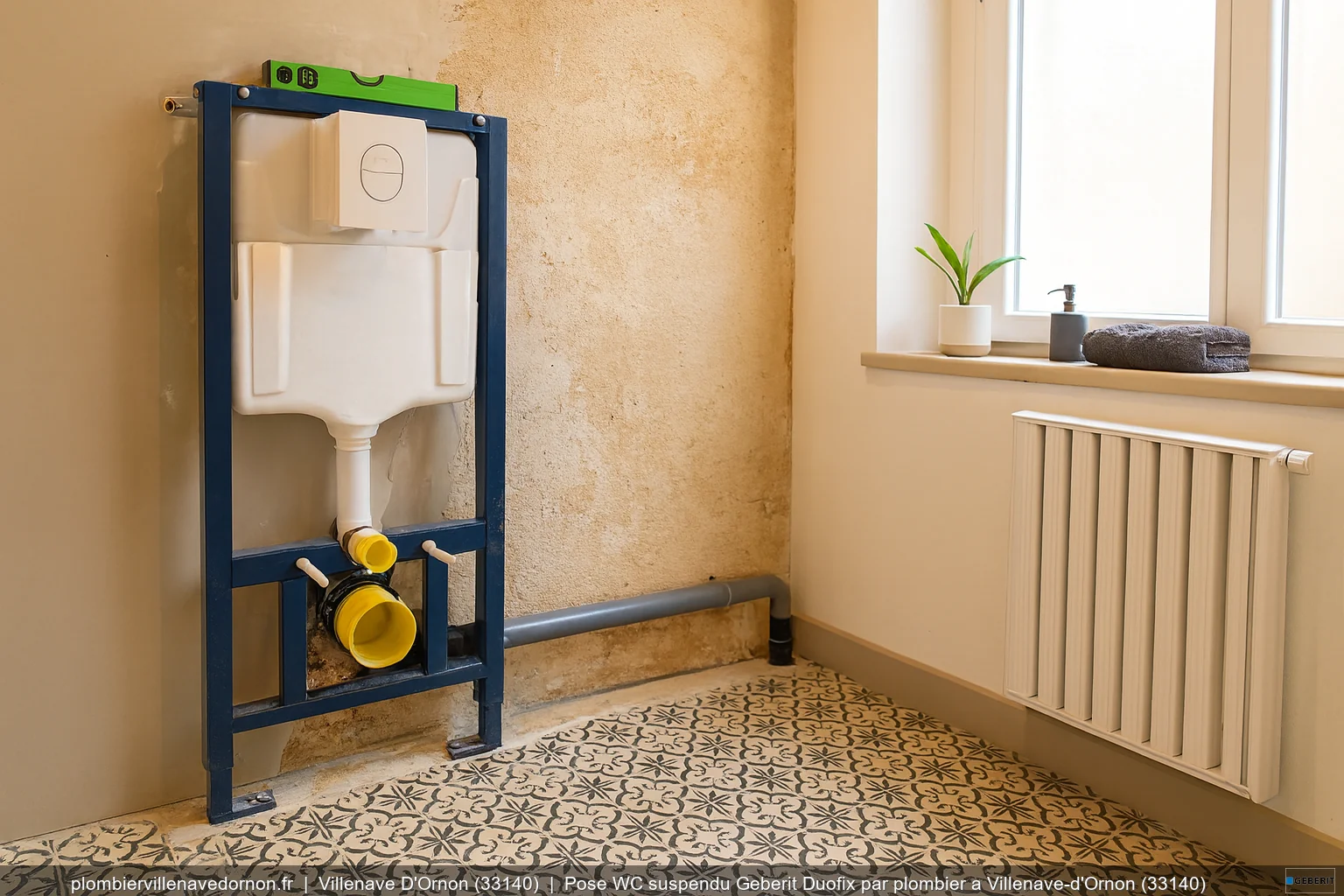 Pose WC suspendu Geberit Duofix par plombier a Villenave-d'Ornon (33140)